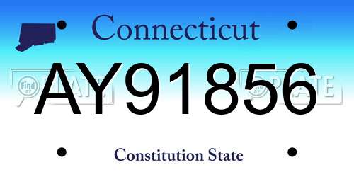 AY91856 Connecticut License Plate
