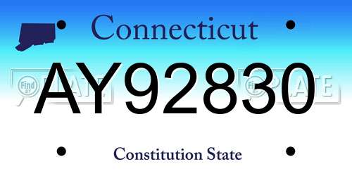 AY92830 Connecticut License Plate