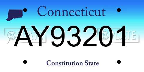 AY93201 Connecticut License Plate