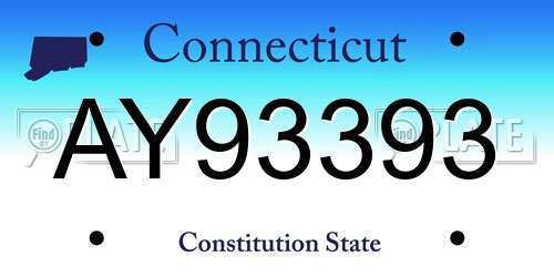 AY93393 Connecticut License Plate