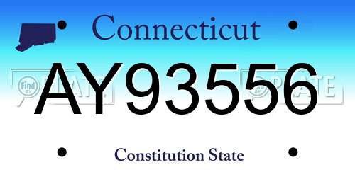 AY93556 Connecticut License Plate