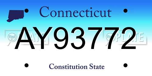 AY93772 Connecticut License Plate