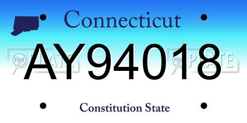 AY94018 Connecticut License Plate