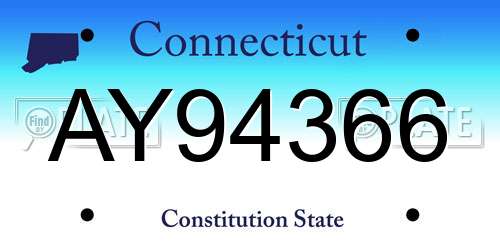 AY94366 Connecticut License Plate