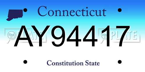 AY94417 Connecticut License Plate