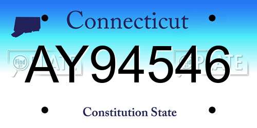 AY94546 Connecticut License Plate