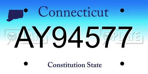 AY94577 Connecticut License Plate