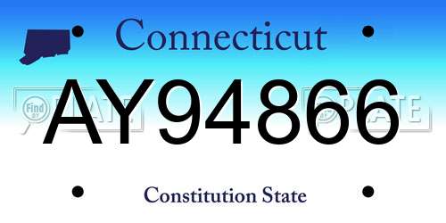 AY94866 Connecticut License Plate