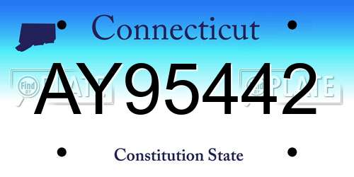 AY95442 Connecticut License Plate