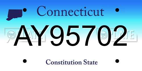 AY95702 Connecticut License Plate