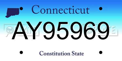 AY95969 Connecticut License Plate