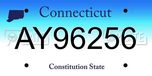 AY96256 Connecticut License Plate