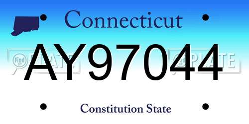 AY97044 Connecticut License Plate