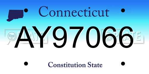 AY97066 Connecticut License Plate