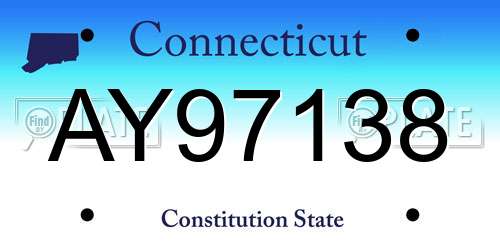 AY97138 Connecticut License Plate