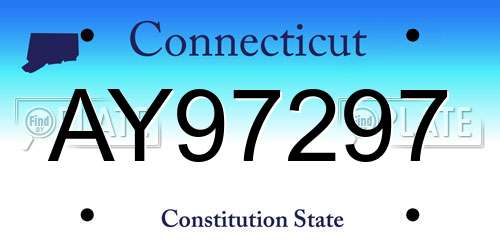 AY97297 Connecticut License Plate