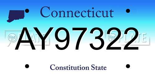 AY97322 Connecticut License Plate