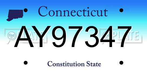 AY97347 Connecticut License Plate