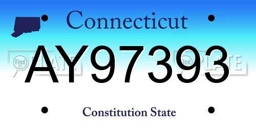 AY97393 Connecticut License Plate