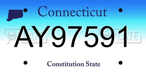 AY97591 Connecticut License Plate