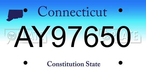 AY97650 Connecticut License Plate