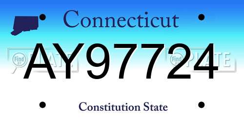 AY97724 Connecticut License Plate