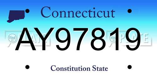 AY97819 Connecticut License Plate