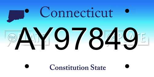 AY97849 Connecticut License Plate