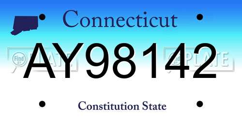 AY98142 Connecticut License Plate