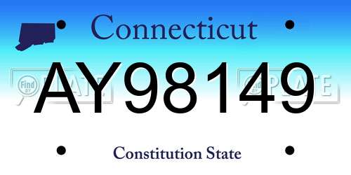 AY98149 Connecticut License Plate