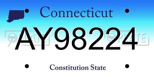 AY98224 Connecticut License Plate