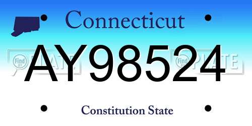 AY98524 Connecticut License Plate
