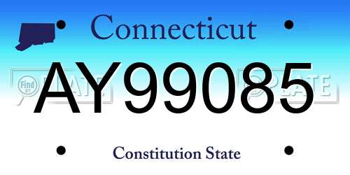 AY99085 Connecticut License Plate