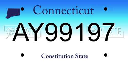 AY99197 Connecticut License Plate