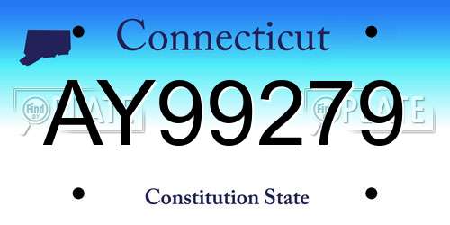 AY99279 Connecticut License Plate