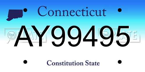 AY99495 Connecticut License Plate