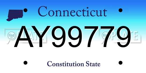 AY99779 Connecticut License Plate