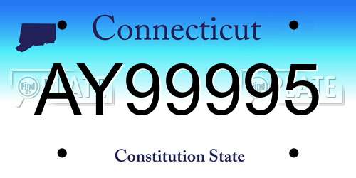 AY99995 Connecticut License Plate