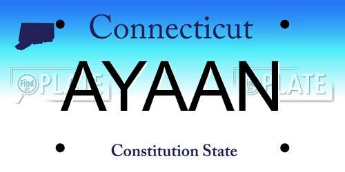 AYAAN Connecticut License Plate