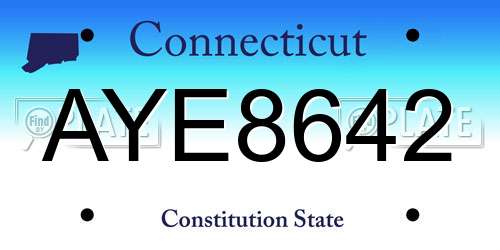 AYE8642 Connecticut License Plate