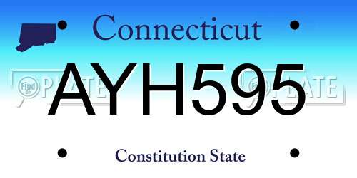 AYH595 Connecticut License Plate