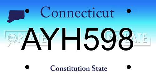 AYH598 Connecticut License Plate