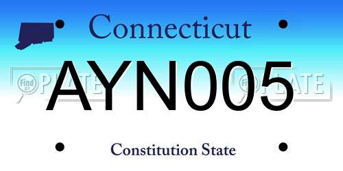 AYN005 Connecticut License Plate