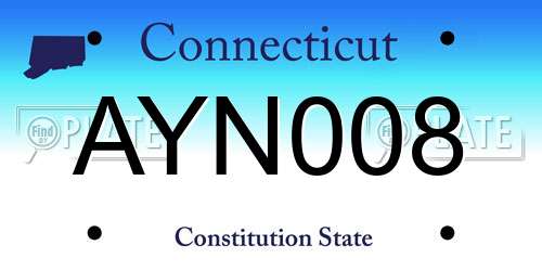 AYN008 Connecticut License Plate