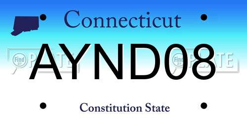 AYND08 Connecticut License Plate