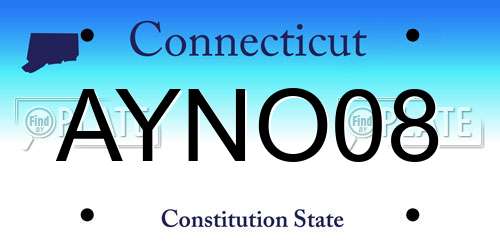 AYNO08 Connecticut License Plate