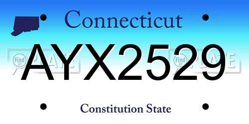 AYX2529 Connecticut License Plate