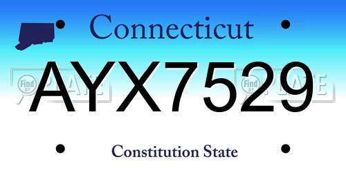 AYX7529 Connecticut License Plate