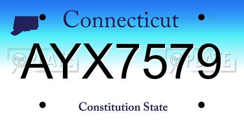 AYX7579 Connecticut License Plate