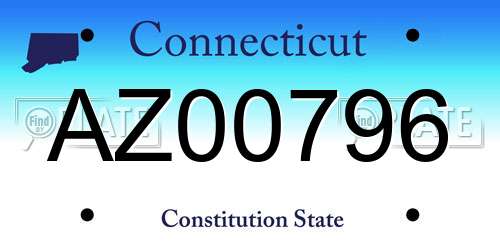 AZ00796 Connecticut License Plate